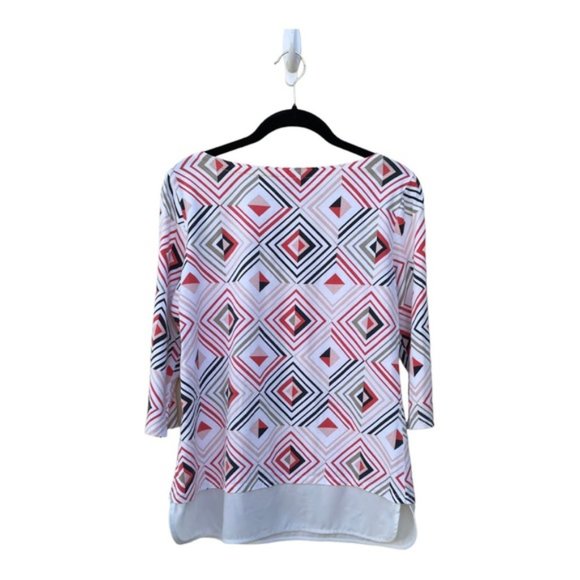 Tommy Hilfiger Geometric Print.3/4 Sleeve Tunic Top Size Med - Picture 3 of 8